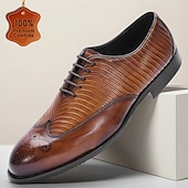 abordables Chaussures de Costume Classiques-Chaussures richelieu à lacets en cuir de vachette marron pour homme, idéales pour les mariages, le bureau et les événements formels.