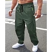 economico Pantaloni cargo-Per uomo Pantaloni Cargo Pantaloni Coulisse Elastico in vita Multi-tasche Semplice Indossabile All&#039;aperto Quotidiano Campeggio &amp; Escursionismo Moda Classico Nero Verde militare