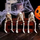 levne Halloweenové závěsné a stolní dekorace-3 ks halloweenská simulace krbu, kombinace lebek, halloweenské sochy, vidět, mluvit, slyšet, žádné zlo, kostlivé figurky, realistické dekorace lebek pro domov, strašidelný dům, halloweenská párty