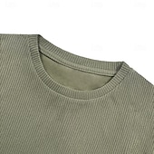 abordables T-shirt en tricot gaufré-Homme Tee-shirt Gaufre T-shirt Manche Courte Col ras du cou Été Toutes saisons Couleur Unie Texturé Mode Designer Occasionnel Tricoté Extérieur Occasionnel Quotidien Vert Claire bleu marine Bleu