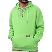 economico Felpa con cappuccio in pile-Per uomo Felpa con cappuccio Maglione Felpa con cappuccio in pile Felpa con cappuccio foderata in pile Nero Verde militare Caffè Verde chiaro Grigio Con Cappuccio Semplice Coulisse Sport &amp; Outdoor