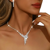 halpa Korusetit-Korusetti 3kpl Tekojalokivi Metalliseos Korvakorut Kaulakorut Naisten Tyylikäs Vintage siro Geometrinen Geometrinen Korusetti Käyttötarkoitus Häät Juhla Häävieras