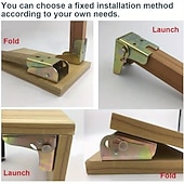 billiga Förvaring-4-pack kraftiga fällbara bordsbenfästen med självlåsande gångjärn, fällbara järnfästen för bords-, stols- och sängben, låsbara förlängningsstödgångjärn med skruvar