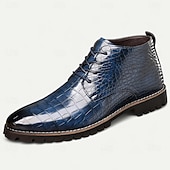 abordables Bottines-Bottines en similicuir bleu à motif crocodile pour homme – Chaussures habillées à lacets pour les événements professionnels et en soirée