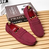 billiga Slip-ons och loafers till herrar-Röda herrloafers i konstläder med slip-on-funktion, lätta, avslappnade mockasiner för arbete, resor och vardagsbruk