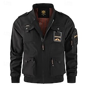 abordables veste de sport-Homme Veste Légère Veste Cargo Veste Décontractée Vacances Quotidien Résistant à l&#039;usure Avec Poches Automne Hiver Uni Mode Classique Col montant Régulier Noir Jaune Orange Bleu de minuit Beige Veste