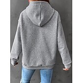 economico Felpe e Sweatshirt Texturizzati-Per donna Felpa con cappuccio Casual Comodo Manica Lunga Con Cappuccio Top Regolari Casuale Tasca Frontale Marrone rossastro Nero Bianco Giallo Rosa Autunno Inverno