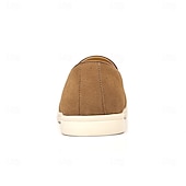 abordables Zapatillas sin cordones y mocasines de hombre-Mocasines sin cordones de ante color tostado para hombre: zapatos casuales livianos para uso diario en la oficina, para ir al trabajo y para el fin de semana.