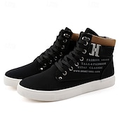 cheap Men&#039;s Sneakers-Men&#039;s Tan Faux Leather High-Top Sneakers with Lace-Up Design, Stylish Casual Shoes for Walking, Work and Weekend Outfits