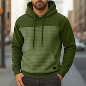 abordables sudaderas basicas hombre-Hombre Sudadera Sudadera con capucha y diseño de gofres Sudadera Con Capucha Negro Verde Ejército Azul Marino Caqui Gris Oscuro Con Capucha Plano Retazos Con Texturas Deporte Casual Diario Ropa de