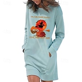 preiswerte Halloweenkleid-Damen Minikleid Sweatshirt-Kleid Freizeitkleid Mode Modern Halloween Täglich Wochenende Normale Passform Grafik Langarm Rundhalsausschnitt Schwarz Weiß Rote Khaki Frühling Herbst