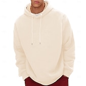 economico Felpa con cappuccio in pile-Per uomo Felpa con cappuccio in pile Felpa con cappuccio in pile Sherpa Aalbicocca Nero Giallo Vino Blu marino Con Cappuccio Semplice Coulisse Casuale Quotidiano Uscire Poliestere Streetwear Casual