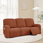 baratos Cobertura de Sofa-Sofá reclinável de 3 lugares com design de malha 5x5 - sofá de estar para três pessoas com encosto baixo e estilo moderno