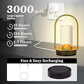 abordables Lampes de table-Lampe de table portable en métal pour extérieur et intérieur, 3 couleurs, sans fil, rechargeable, à intensité variable, alimentée par batterie, petite lampe de bureau, lanterne pour patio, chambre,