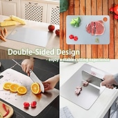 cheap Cooking Utensils-Premium Titanium Alloy Cutting Boards Double-Sided Food-Grade Titanium Cutting Boards for Kitchen Dishwasher Safe Camping Charcuterie Cutting Board Mat for Fruit, Meat &amp; Outdoor BBQ Party