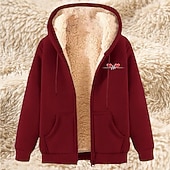 cheap Men's 3D Hoodies-Men's Full Zip Hoodie Zip Up Hoodie Fleece Jacket Fleece Hoodie Apricot Black Wine Red Blue Hooded Heart Plain Graphic Prints Zipper Pocket Casual Daily Going out Polyester Streetwear Casual Fall