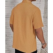 economico camicia da uomo con bottoni-Per uomo Camicia Camicia Estiva Camicia casual Camicia da Spiaggia Camicia con Bottoni Marrone Scuro Nero Bianco Verde chiaro Rosa Manica Corta Semplice Bavero Vacanza Camicia hawaiana Abbigliamento
