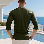 levne Pánská trička pro volný čas-Pánské Tričko Tričko Henley Trička Tričko Top Dlouhý rukáv Henley Jaro Podzim Bez vzoru Módní Designové Základní Kapsy Dovolená ulice Jdeme ven Fialová Top tričko pro muže