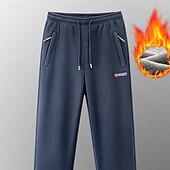 お買い得  スウェットパンツ-男性用 シェルパ スウェットパンツ ズボン オープンボトムスウェットパンツ ドローストリング 弾性ウエスト ジッパーポケット 平織り 吸汗性 高通気性 全長 スポーツ・アウトドア カジュアル 日常 ファッション ストリートファッション ブラック ルビーレッド