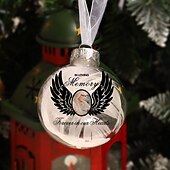 baratos Natal-Enfeite de pena de Natal personalizado com foto, enfeite de bola 3D personalizado, presentes de condolências pela perda de entes queridos, decoração de feriado memorial de lembrança de árvore de Natal personalizada