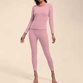economico Set e Tutine-Per donna Tempo freddo in alto e in basso Strato di base superiore e inferiore Underwear Set termica Inverno Molto spesso Tinta unica Completo Abbigliamento Bianco latte Rosa scuro Palestra Pilates