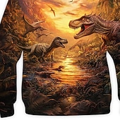 billiga Pojkens 3D-djur-Pojkar 3D Dinosaurie Huvtröja Långärmad Vår Höst Mode Streetwear Barn 4-12 år Huva Utomhus Ledigt Dagligen Normal