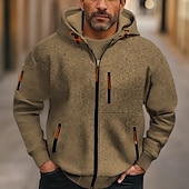 economico felpe con cappuccio da uomo di base-Per uomo Felpa con cappuccio Felpa con cappuccio a zip intera Felpa con cappuccio in pile Nero Vino Blu marino Blu Reale Verde scuro Con Cappuccio Semplice Tasca Sport &amp; Outdoor Quotidiano Ferie