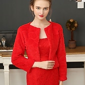 billiga Pälssjalar-Sjalar till damer Elegant Håller värmen Långärmad Imitationspäls Brudsjalar Med Fjädrar / päls Till Bröllop Höst