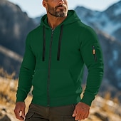 economico Felpa Tattica-Per uomo Felpa con cappuccio Felpa con cappuccio e zip corta Felpa con cappuccio in pile Felpa con cappuccio tattica Nero Bianco Verde militare Rosso Borgogna Con Cappuccio Semplice Cerniera