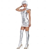 voordelige Beroep en Uniform Kostuums-Kostuum Robot Astronaut Cosplay Volwassenen Dames Halloween Carnaval Feest Prestatie Aankleden