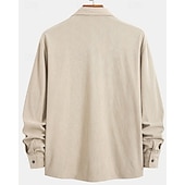 cheap Men's Shirt Jacket-Men's Corduroy Shirt Shirt Jacket Winter Jacket Plain Vacation Daily Wear Army Green Beige Long Sleeve Lapel Spring Fall Clothing Apparel Pocket