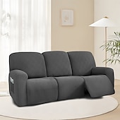 baratos Cobertura de Sofa-Sofá reclinável de 3 lugares com design de malha 5x5 - sofá de estar para três pessoas com encosto baixo e estilo moderno
