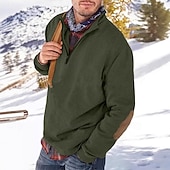 abordables Sudaderas Básicas_-Hombre Sudadera Sudadera Con Capucha Pull-over Sudadera con un cuarto de cremallera Albaricoque Negro Blanco Amarillo Verde Ejército Cuello Mao Plano Retazos Deporte Casual Diario Ropa de calle