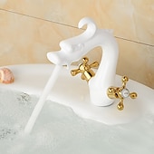 preiswerte Waschbeckenarmaturen-Waschbeckenarmatur - Klassisch Chrom / Ölgeriebene Bronze / Antikes Messing Mittelset Zwei Griffe Ein LochBath Taps