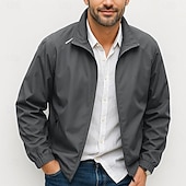 abordables Vestes Décontractées-Homme Veste Veste Décontractée Extérieur Vacances Chaud Fermeture éclair Avec Poches Automne Hiver Toutes saisons Uni ancien Mode Col montant Court Noir bleu marine Vert Kaki Gris Veste