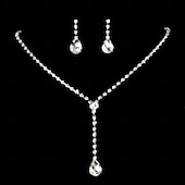Bridal Jewelry Sets 1 set Rhinestone Alloy 1 Bracelet Necklace Women's Elegant Artistic Classic Jewelry Set For Wedding Valentine's Day Holiday4