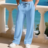 abordables Pierna Recta-Hombre Pantalones de Deporte Pantalones Pantalones deportivos de pierna recta Pantalones de gofres Correa Bolsillo Cintura elástica Plano Comodidad Deporte Diario Moda Casual Negro Blanco