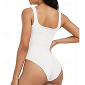 billiga Set och One-Pieces-Dam Träningsdräkt One Piece Romper Ensfärgat Kroppsdräkt risvit Svart Gym Träning Löpning Andningsfunktion Magkontroll Ärmlös Sport Sportkläder