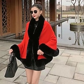 levne Kožešinová bolerka-Dámská zimní šála z umělé kožešiny zlyc, teplá zavinovací plášť