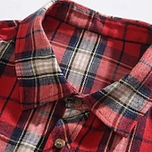 preiswerte Herrenhemd zum Knöpfen-Herren Hemd Sommerhemd Freizeithemd Strandhemd Knopfhemd Gelb Rote Grün Kurzarm Karomuster Revers Urlaub Hawaiianisch Tasche Bekleidung Polyester Mode Lässig Bequem
