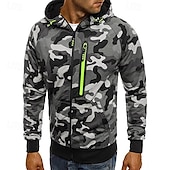 economico Felpa Tattica-Per uomo Felpa con cappuccio Felpa con cappuccio a zip intera Felpa con cappuccio tattica Felpa con cappuccio mimetica Verde Grigio Con Cappuccio Mimetico Cerniera Sport &amp; Outdoor Casuale Quotidiano