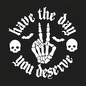 abordables Autocollants pour Voiture-Autocollant en vinyle pour voiture, motif crâne effrayant et chauve-souris, autocollant en verre durable sur le thème de l&#039;horreur, disponible en blanc/rose/noir, décoration d&#039;Halloween unique pour