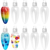ieftine Ornamente-10 buc ornamente de Crăciun pentru becuri, recipient umplător pentru becuri transparente cu capace cu filet, borcan de plastic pentru bomboane, recipient umplător pentru becuri, ornament agățat, perfect pentru meșteșuguri DIY, bomboane, suc.