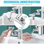  Extensión de aireador de grifo giratorio de 1440°, latón macizo, 2 modos de rociado, conector de grifo de agua giratorio a prueba de salpicaduras para lavabo de baño