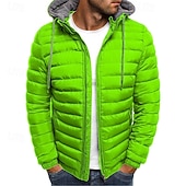 billiga Herrdunjackor och -parkas-Herr Vinterkappa Pufferjacka Vadderad jacka Ficka Polyester Semester Dagliga kläder Datum Normal Mode Ledigt Bekväm Håller värmen Vinter Enfärgad / vanlig färg Svart Röd Marinblå Blå Pufferjacka