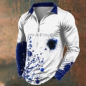 billiga Halloween Polos-Halloween Herr Blodstänk Pikétröjor med dragkedja Långärmad Polotröjor Kavajslag Ledigt Skräck Mörk Utomhus Festival outfit 3D-utskrift Vår Höst Vinter Rubinrött Blå Purpur