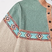 tanie Styl etniczny-Męskie Plemienny Podkoszulek Koszula Henley Długi rękaw Druk 3D Designerskie Retro / vintage Ulica Codzienny Lato Wiosna Jesień Błękit jeziora Granatowy Brązowy Zielony Szary Henley Koszulka Henley