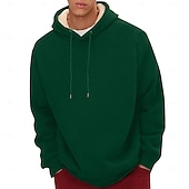 economico Felpa con cappuccio in pile-Per uomo Felpa con cappuccio in pile Felpa con cappuccio in pile Sherpa Aalbicocca Nero Giallo Vino Blu marino Con Cappuccio Semplice Coulisse Casuale Quotidiano Uscire Poliestere Streetwear Casual