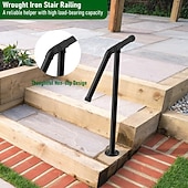 olcso Otthoni kellékek-1 darabos öntöttvas lépcsőkorlát-készlet, kültéri függőleges fém korlát, lakkozott felülettel, felületi rögzítéssel a külső lépcső biztonsága érdekében