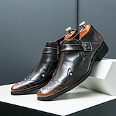 economico Formale-scarpe eleganti da uomo in pelle nera con cinturino alla caviglia – calzature formali da ufficio per matrimoni, feste e lavoro